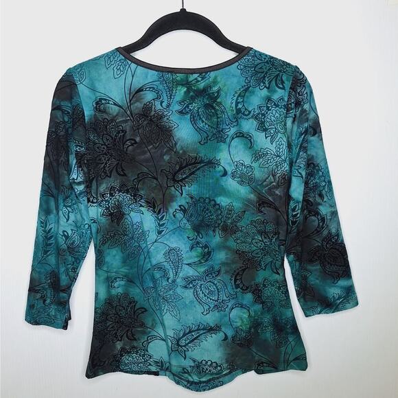 Vintage Y2K Sami & Jo Velvet Burnout Top Whimsygoth Fairy Square Neck Ruched PS - Picture 9 of 10